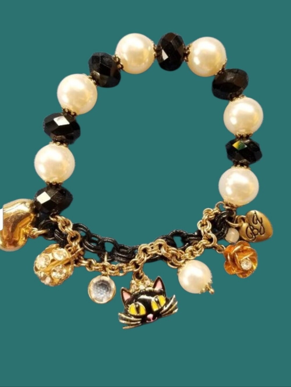 🐈‍⬛Betsey Johnson Black Cat Half-Stretch Charm Bracelet - NWOT🐈‍⬛